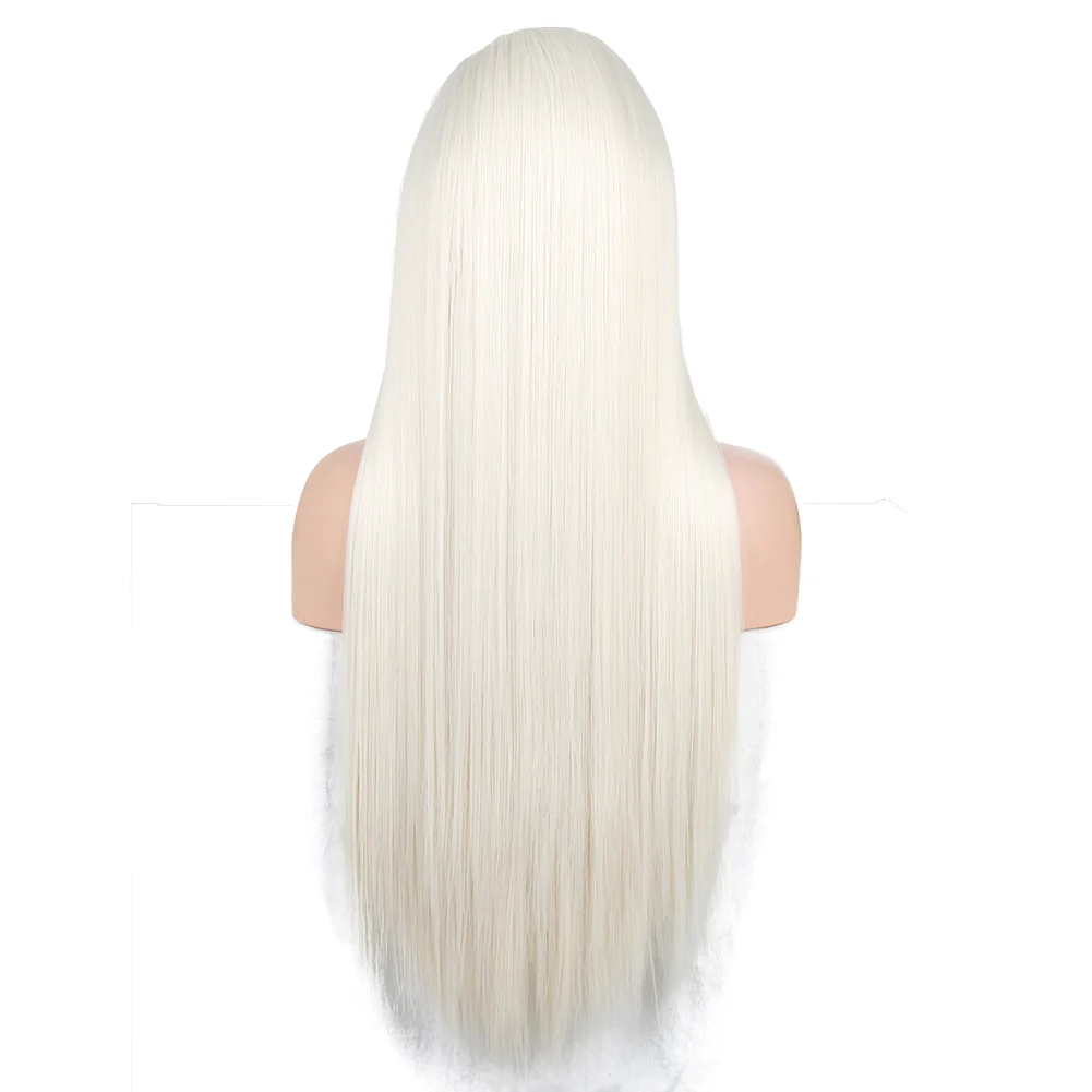 Glitzy White Front Lace Long Straight Hair Wig - Image 5