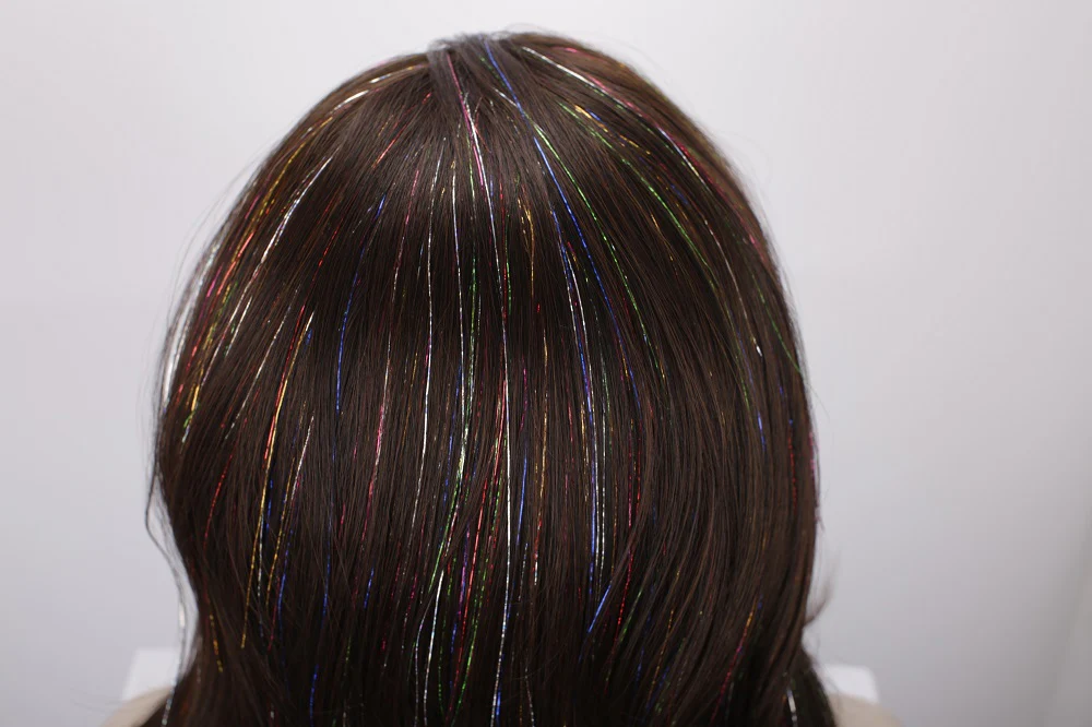 Premium Wig - Copper Blend Shiny Tinsel Lace Front Tinsel - Image 5